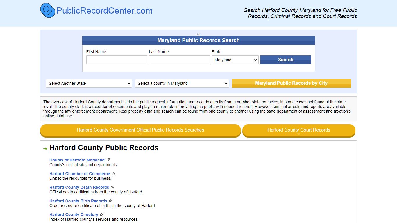 Harford County Maryland Free Public Records - Court ...