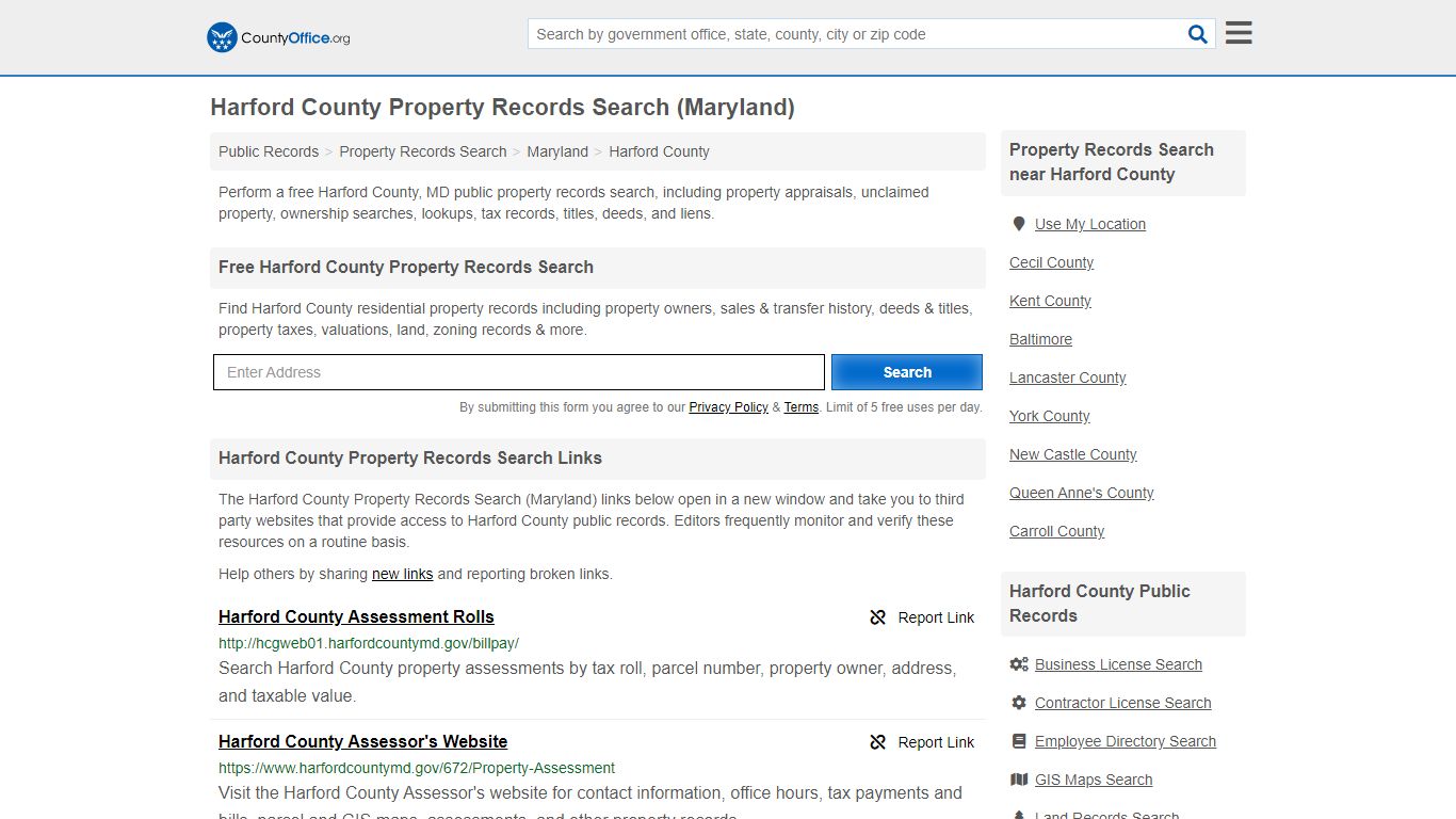 Property Records Search - Harford County, MD (Assessments ...